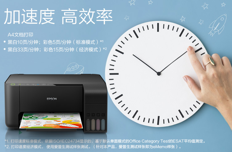 爱普生（EPSON) L3158 无线WIFI 彩色 原装墨仓式 多功能一体机 （打印机、复印、扫描） 家庭作业打印好帮手