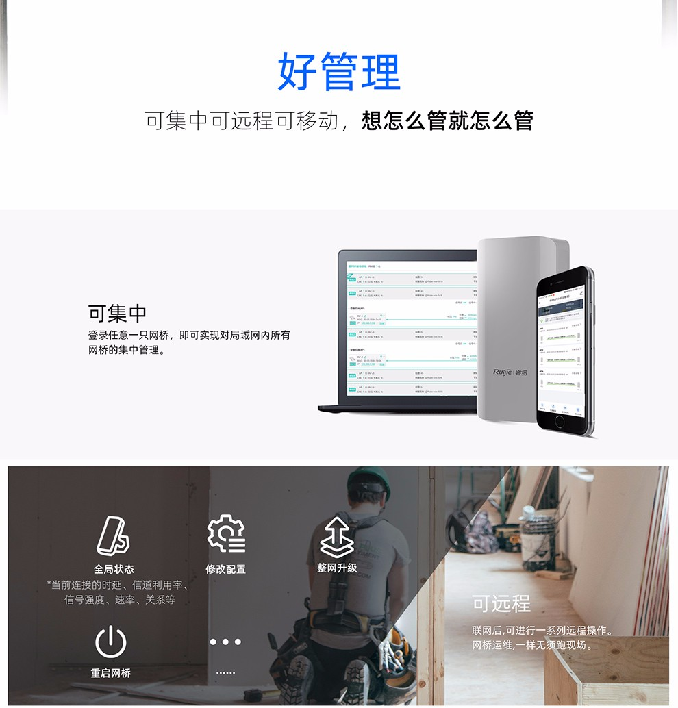 锐捷（Ruijie） 室外大功率智能监控无线网桥 （新老款随机发货） RG-EST300 2.4G单频（一对）
