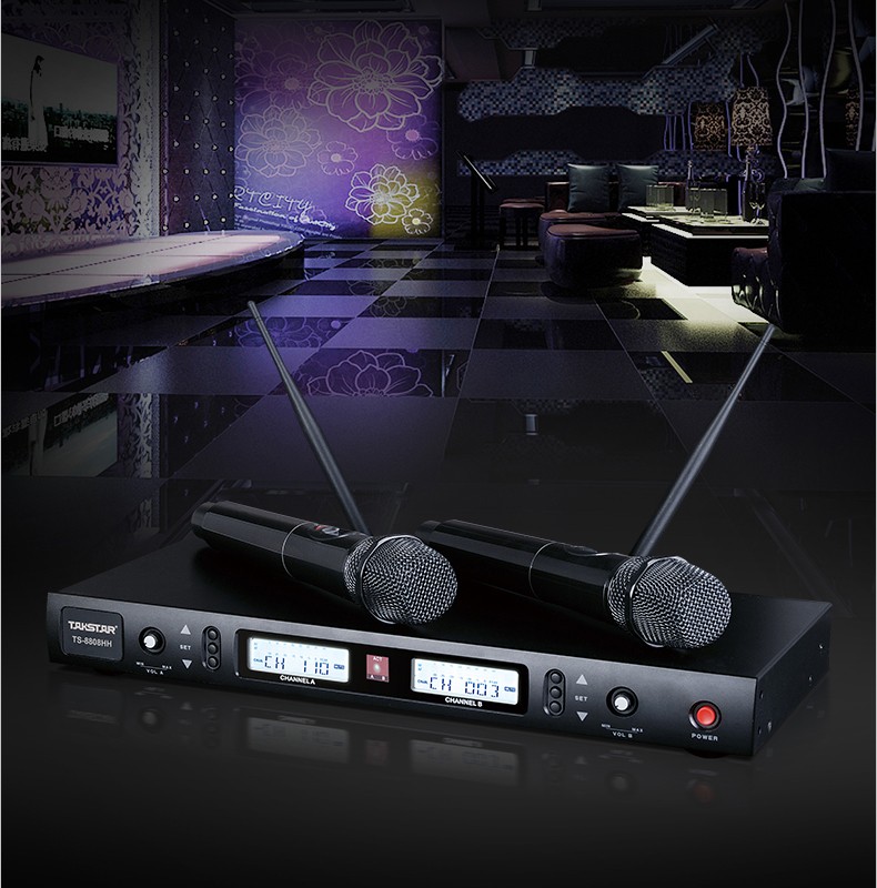 得胜（TAKSTAR）TS-8808HH U段可调频一拖二无线话筒 专业演出会议主持麦克风 舞台KTV手持话筒防啸叫 黑色【1299.0】