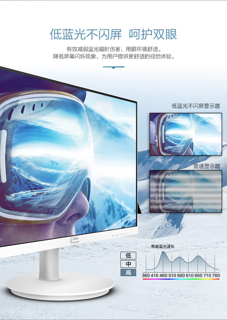 飞利浦 221V8LS 21.5英寸电脑显示器75Hz电竞游戏PS4绘图设计hdmi全高清滤蓝光22微边框 黑色【599.0】