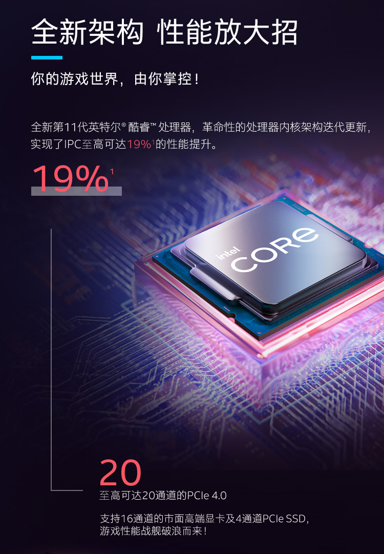 英特尔 Intel i7-11400F 6核12线程 盒装CPU处理器【1590.0】