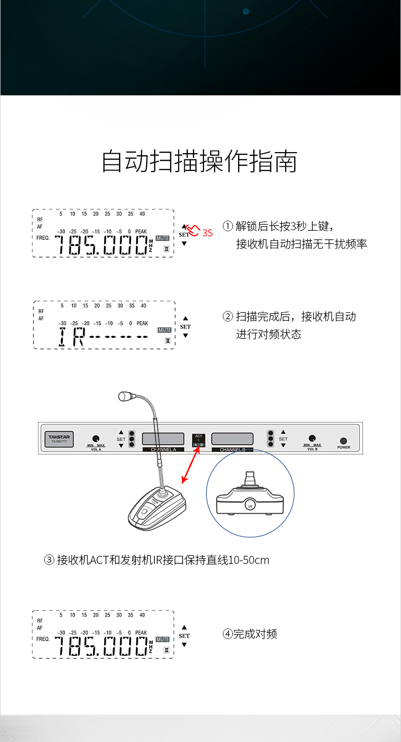 得胜（TAKSTAR）TS-8807TT 一拖二无线麦克风 U段鹅颈式会议无线话筒 主持演讲培训广播专用 黑色【1399.0】
